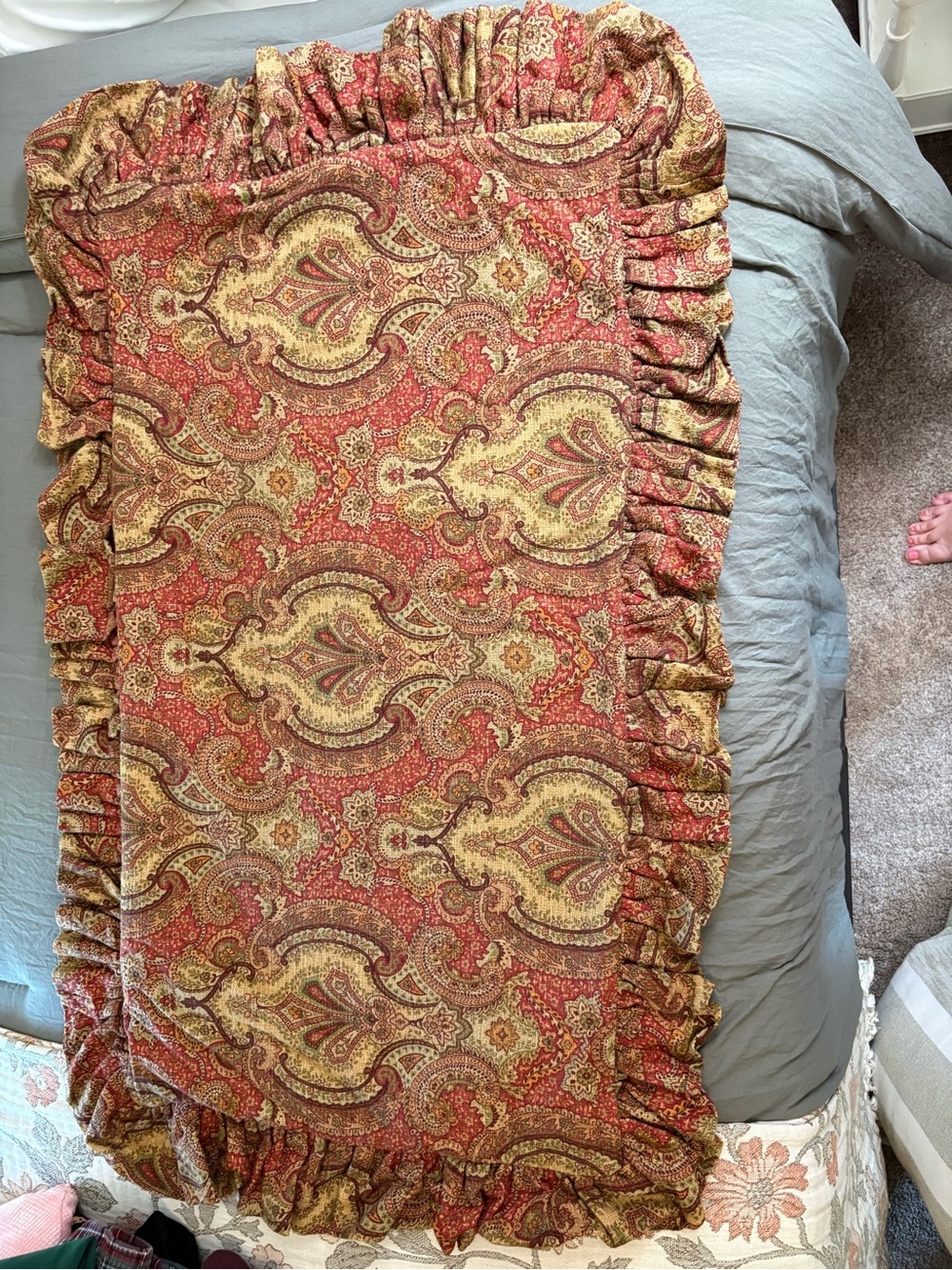 Double D Ranch Ruffled Tapestry King Size Pillow Sham. - Picture 2 of 13